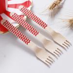 Red Stripe Cutlery Disposable Biodegradable Wooden Tableware Utensils