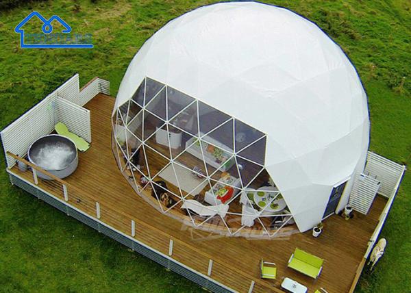Customized Dome Glamping Tent Hotel Luxury With PVC Roof Cover Seafront Eco