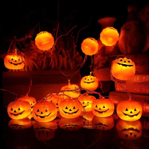 Halloween String Lights LED Pumpkin Holiday for Outdoor Decor 8 Modes Fairy
