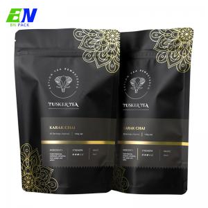 China Custom Printing Fashion Fine Laminated Aluminum Foil Matt Black Stand Up Zip Lock Pouch For Coffee Packaging Bag on sale
