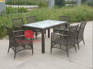 China luxury wholesale dining furniture,Elegant Poly Rattan Furniture Outdoor Wicker Dining Table And Chair on sale