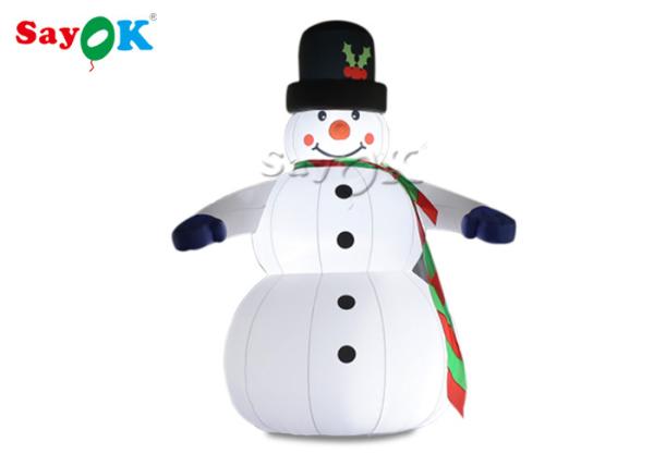 Oxfor Cloth Inflatable Holiday Decorations Wearing Black Hat And Mittens Blow Up