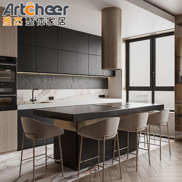 Contemporary Design Wooden Kitchen Cabinets with Island Table and E1 Grade