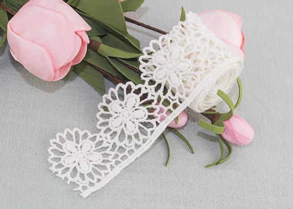 Cotton Guipure Venice Lace Trim Water Soluble Lace Floral Embroidered Lace