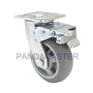 Wholesale 150mm Heavy Duty Casters Gray Thermoplastic Rubber Wheels With Brake from china suppliers