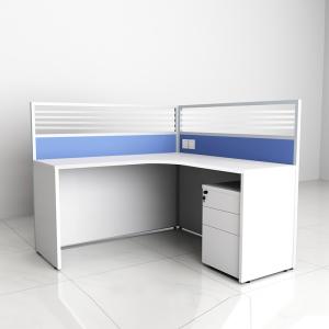 Wholesale Blue Glass Partition Single Office Workstation Desk With Cabinet from china suppliers