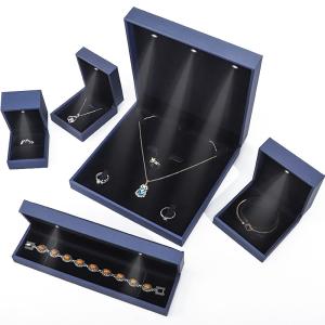 Wholesale High End Brushed Grain LED Jewelry Box , PU Leather Ring Box With Light Inside from china suppliers