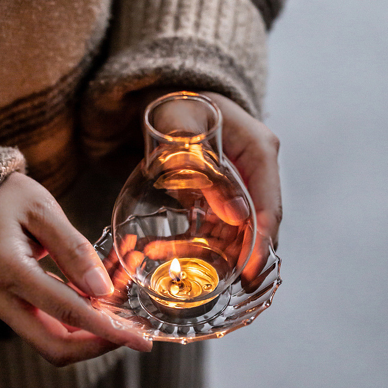 Custom Logo Clear Borosilicate Glass Candlestick