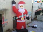 UV-Treated PVC , Coated Nylon Inflatable Christmas Decorations Santa Claus For