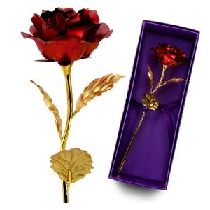 China Hot Sale 24k Gold Plated Rose Reasonable Price Luxury Gold Foil Rose For Girlfriend Gift on sale