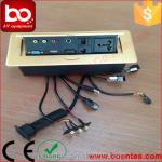 Gold Color Hidden Desk Socet Box with Pre-wired H-DMI & VGA jack