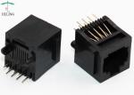 1x1 Ports RJ45 Ethernet Connector 180 Degree Black Housing Gold Plating
