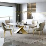 Light Luxury Italian Furniture Dining Table 220*120*75cm Rock Board Dining Table