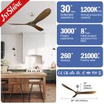 1stshine 60 Inch Metal Ceiling Fan with 35W DC Motor and Energy Saving Wooden