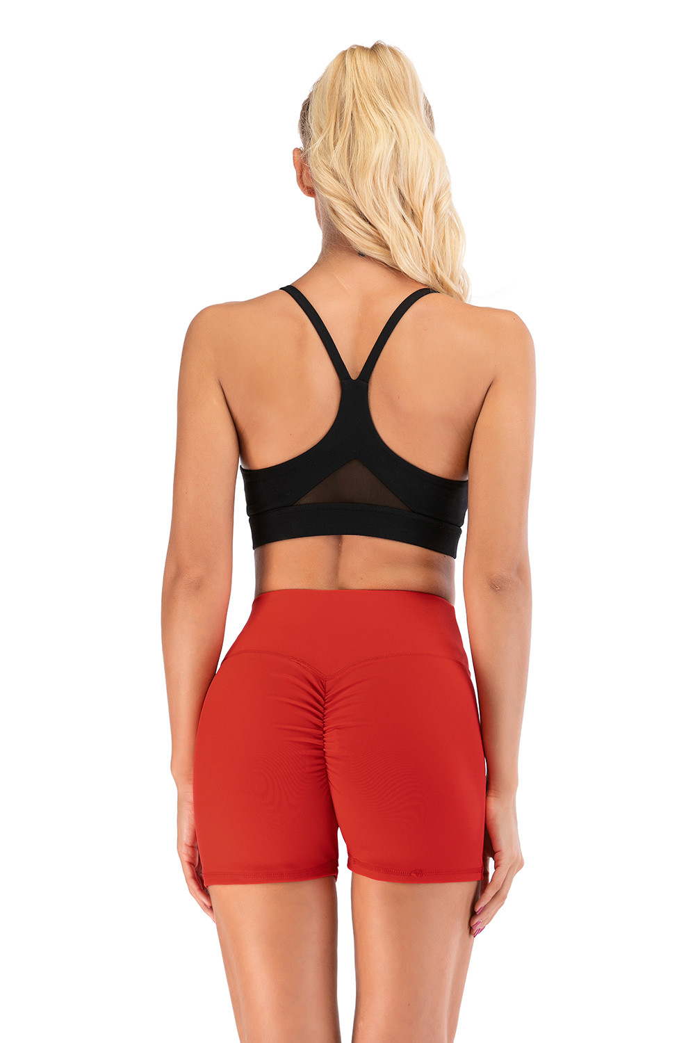 Red Fashion Quick Drying High Waisted Yoga Pants Short Workout Leggings