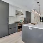 Convenient Lazy Susan Storage in Dark Pantry Unit Kitchen Cabinets with Blum