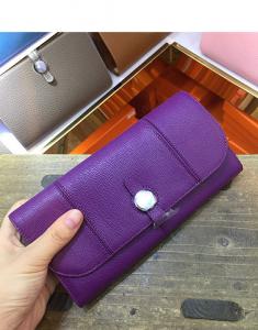China Hot sell high end quality purple women purse designer purse goatskin purse passport purse brand flat purse LR-P01 on sale