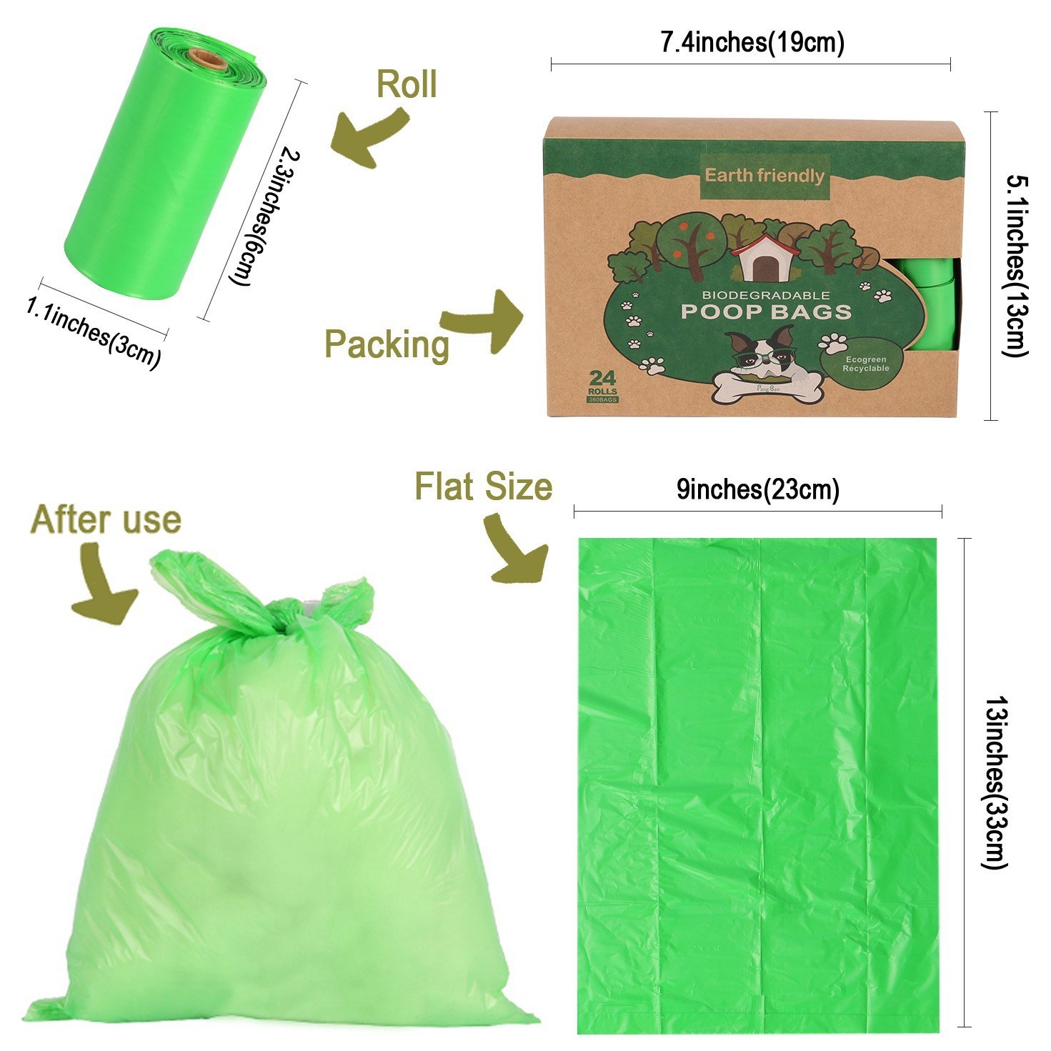 Environmentally Bone-Shape EPI Plastic Pet Waste Bags For Animal Poop Cleaning