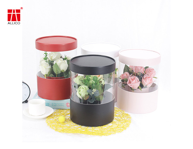 128-210Gsm C2S Paperboard Flower Bouquet Gift Box With PVC Window