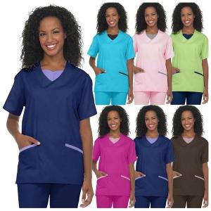China Unisex Hospital Scrub Suit Plus Size Custom Logo Stretch Solid Color on sale