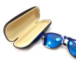 Pure colour Pu Leather Eyeglasses Case Hard Metal Optical Glasses Case