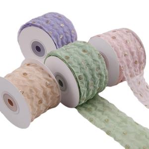 Wholesale 50mm Organza Ribbon With Dot Pattern Gold Foil Printed Polyester Organza Ribbon OEM Eco Friendly from china suppliers