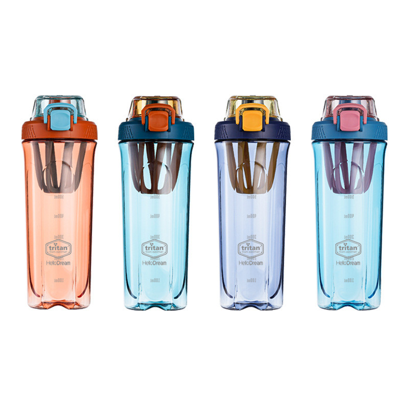 700ml Large Leakproof Plastic Sports Team Water Bottles Fruit Infuser With Straw