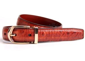 Wholesale 1” Wide Womens Genuine Leather Belt / Embossed Ostrich Grain Dress Belt from china suppliers