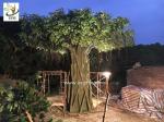 UVG green outdoor artificial banyan tree with huge fiberglass trunk for
