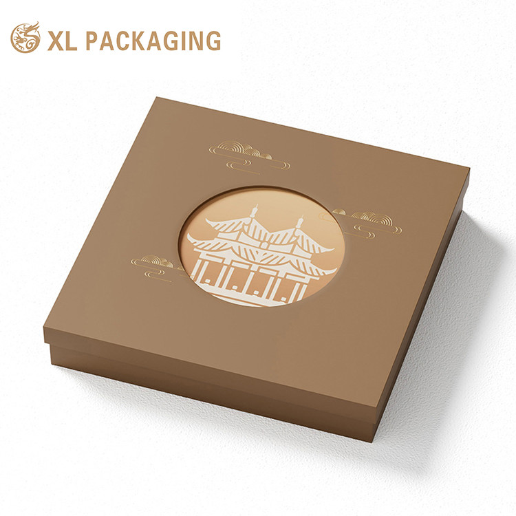 Customized Mooncake Packaging Box with Holder Insert Laminated Material Paper Gift Box