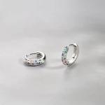 Round Hoop 925 Sterling Silver Earrings Studs , 0.8g Sterling Silver Huggie Hoop