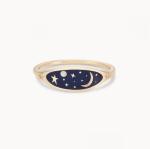 Handmade 18K Gold Plated Midnight Blue Enamel 925 Sterling Silver Round