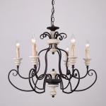 Wood slat Iron chandelier for Farmhouse Bedroom Lighting (WH-CI-71)