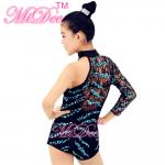 Full Sequined Lace One Sleeves Leotard Asymmetric Design Dance Competition