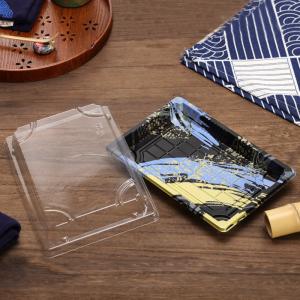Wholesale Customized Size Logo Disposable PET Plastic Sushi Tray With Cover Takeaway Food Container from china suppliers