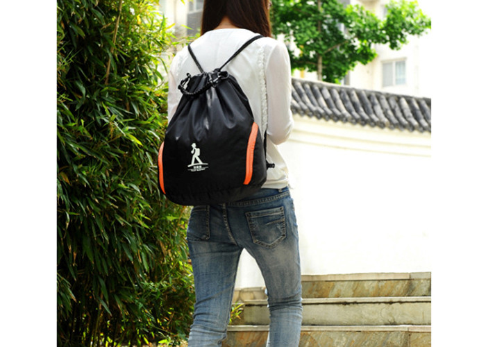 Customized 210D/420D polyester drawstring backpack shopping bag with customer logo