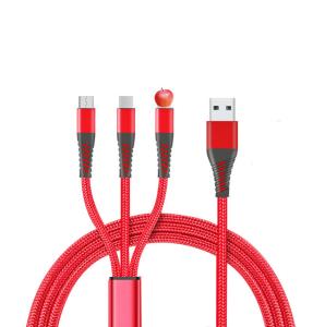 Wholesale 1.2m 3A 3 In 1 Usb Cable Quick Charge TPE Usb 2.0 Data Transfer Cable from china suppliers
