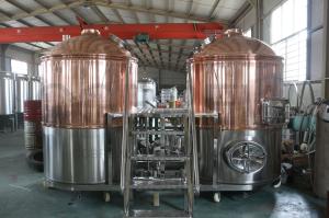 Wholesale 1000L Two Vessels Commercial Brewery Machine with red copper brewhouse system heated by steam boiler from china suppliers