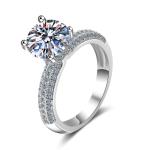 Sterling Silver S925 Moissanite Jewelry Diamond Same Crown Ring 2 Carat