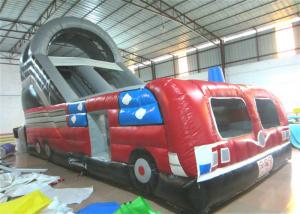 Wholesale Closed inflatable bus standard slide hot fire truck inflatable dry slide fire fighting truck inflatable slide from china suppliers