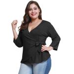 Custom Made V Neck Plus Size Ladies Shirts Long Sleeve Ruffles Decoration