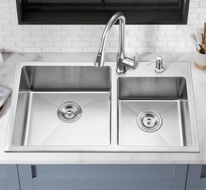 China Modern Stainless Steel Kitchen Sink Double Bowl 18 Gauge For Laundry Room OEM on sale