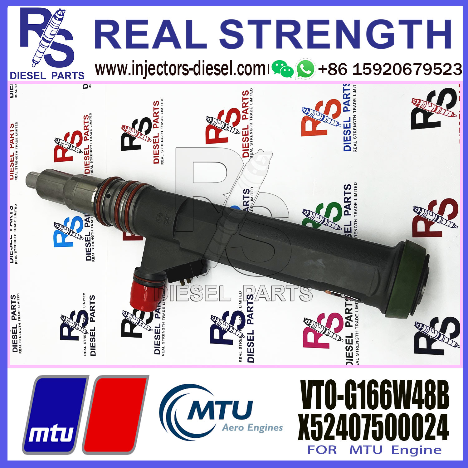 High Quality Common Fuel Injector VTO-G166W48B 001010695 G166W48B Inyectores de combustible MTU refabricados