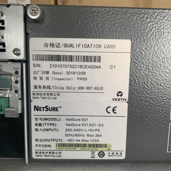Vertiv 48V 90A Embedded DC Power Supply System Emerson Netsure 531 A31-S3 With R48-2000A3 R48-2000e3 Rectifier Module
