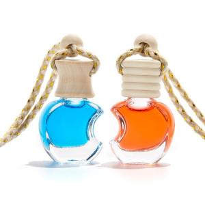 China Flat Round Hanging Glass Diffuser Bottles Car Perfume 8ml on sale