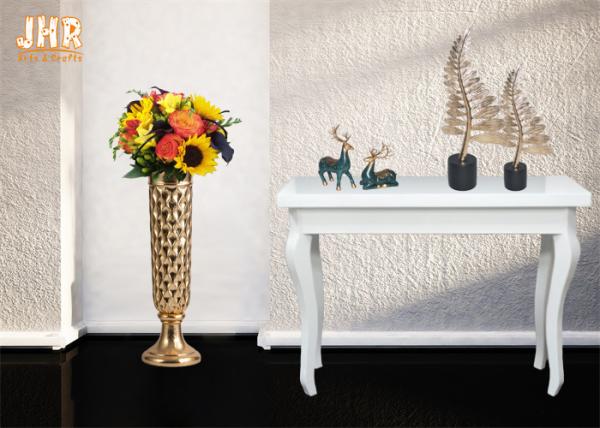 Trumpet Shape Floor Vases Homewares Decorative Items Gold Leafed Fiberglass