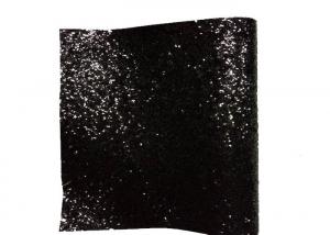 China PU Textile Chunky Glitter Fabric Wall Coverings Black Wallpaper 25cm*138cm on sale