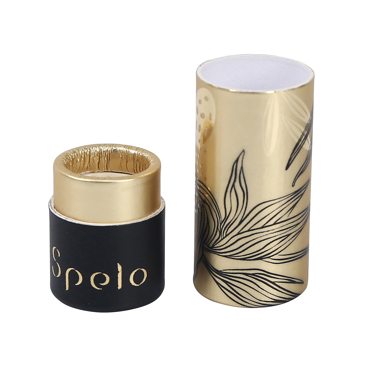 Black Hot Stamping Mini Paper Lipstick Tubes Customized Matte Golden Logo