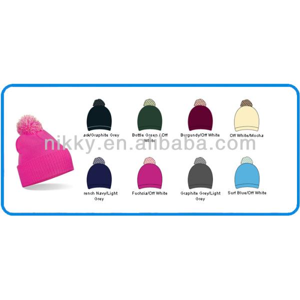 Hot sale knitted beanie,popular beanie with pom pom,custom beanie with your own logo promotion beanie(YC-beanies003)