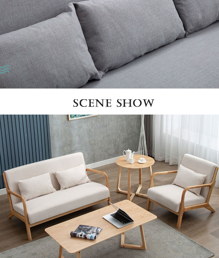 Living Room Sofa Set Furniture Disassembled Armrest Wood Chair with Modern Design and Deep Brown/Creamy White/Blue/Gray Color